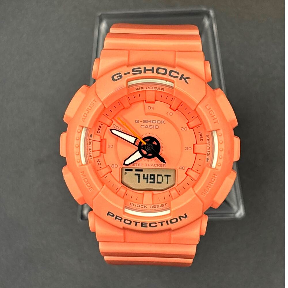 Casio G-Shock GMAS130VC-4A Unisex Peach/Orange Analog Digital Step Tracker Watch